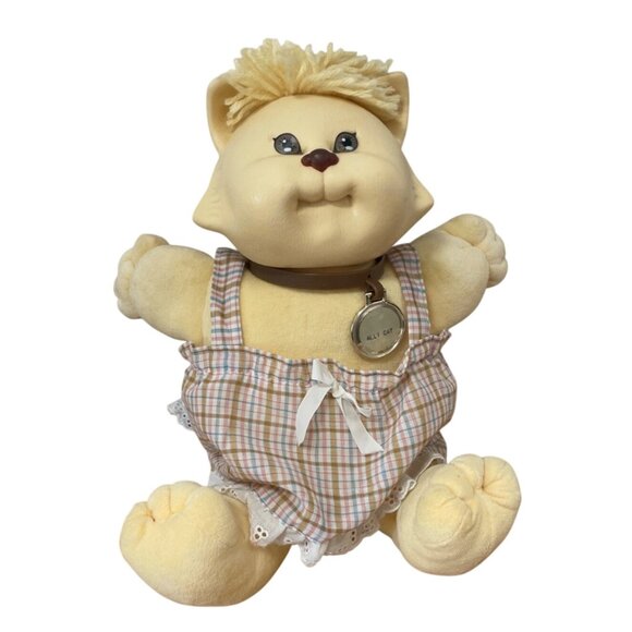 Vintage Cabbage Patch Kids Koosas Ally Cat Blond Yarn Hair w Dress 15 inch 1983 - Picture 1 of 13